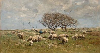 A Shepherd with Sheep in a Field | Anton Mauve | Painting