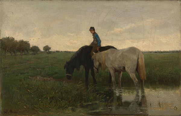 Watering Horses, 1871 | Anton Mauve | Painting Reproduction