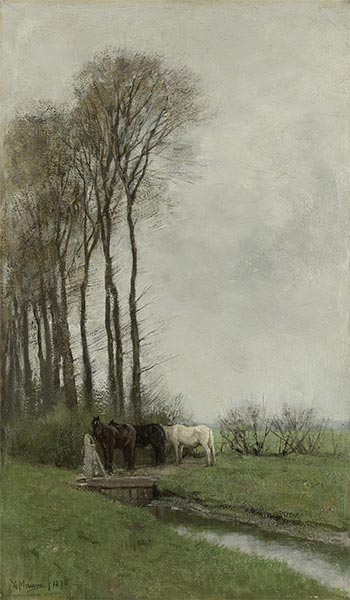 Horses at the Fence, 1878 | Anton Mauve | Painting Reproduction