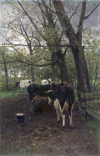Melkzeit, 1880s | Anton Mauve | Gemälde Reproduktion