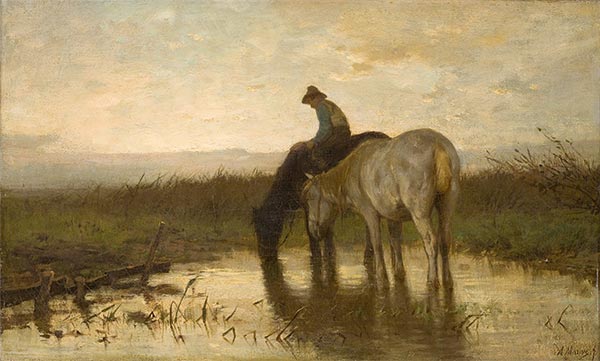 Drinking Horses, c.1870 | Anton Mauve | Painting Reproduction