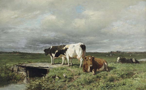 Rinder in einer weiten Polderlandschaft | Anton Mauve | Gemälde Reproduktion