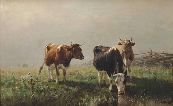Kühe auf einer Wiese | Anton Mauve | Gemälde Reproduktion