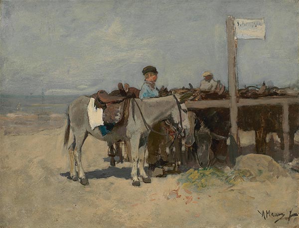 Donkey Stand on the Beach at Scheveningen, c.1876 | Anton Mauve | Painting Reproduction