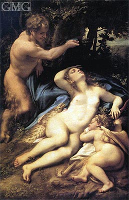 Venus, Satyr and Cupid, c.1524/25 | Correggio | Painting Reproduction