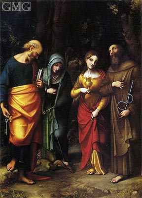 Die Heiligen Petrus, Martha, Maria Magdalena und Leonard | Correggio | Gemälde Reproduktion