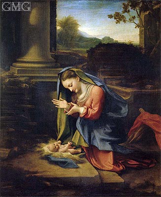Our Lady Worshipping the Child, c.1525 | Correggio | Painting Reproduction
