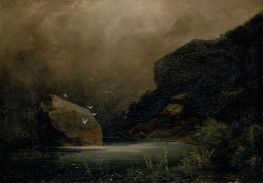 Mountain Lake with Seagulls, 1847 by Arnold Bocklin | Painting Reproduction