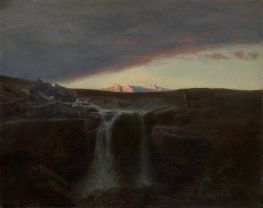 Gebirgslandschaft mit Wasserfall, 1849 von Arnold Bocklin | Gemälde-Reproduktion