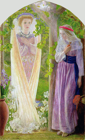 The Annunciation, c.1858 by Arthur Hughes | Painting Reproduction