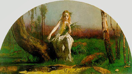 Ophelia, c.1851/53 by Arthur Hughes | Painting Reproduction