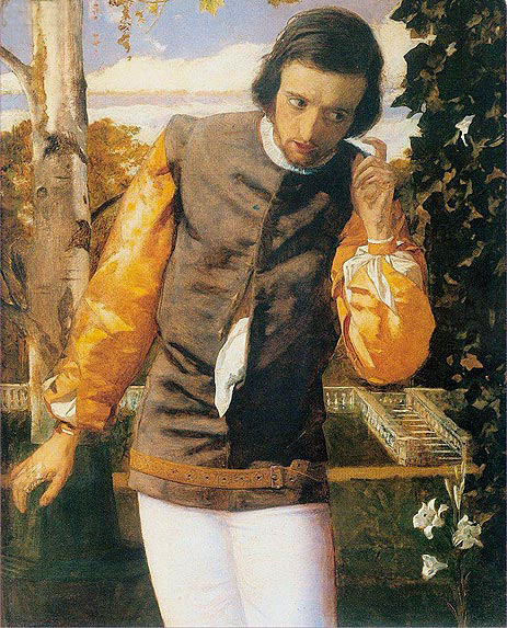 Benedick at the Arbor, c.1852/53 by Arthur Hughes | Painting Reproduction