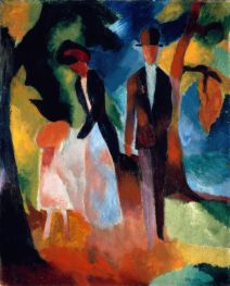 People by a Blue Lake | August Macke | Painting Reproduction