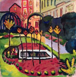 Garden with Pool | August Macke | Painting Reproduction