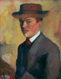 Self-Portrait with Hat | August Macke | Painting Reproduction