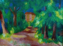 Red House in a Parc | August Macke | Painting Reproduction