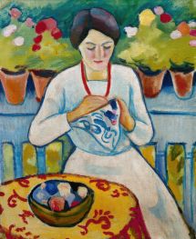 Woman on a Balcony | August Macke | Painting Reproduction