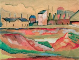 Factory, Brickworks, 1912 by August Macke | Painting Reproduction