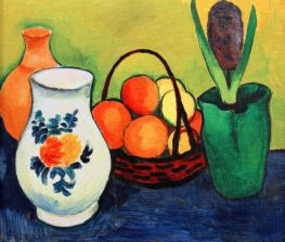 White Jug with Blue Fruit, 1910 by August Macke | Painting Reproduction