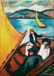 Sailing Boat, Lake Tegern, 1910 by August Macke | Painting Reproduction