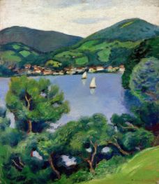 View of Lake Tegern | August Macke | Painting Reproduction