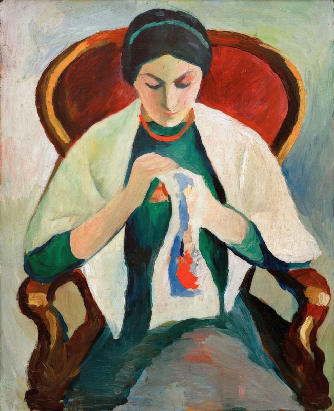 August Macke | Stickende Frau im Sessel, 1909 Stickende Frau im Sessel, 1909 | August Macke
