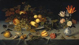 Still Life with Fruit and Flowers, 1620 by Balthasar van der Ast | Painting Reproduction
