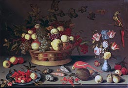A Basket of Grapes and other Fruit, Undated by Balthasar van der Ast | Painting Reproduction