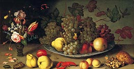 Still Life with Fruits and Flowers, c.1620 by Balthasar van der Ast | Painting Reproduction