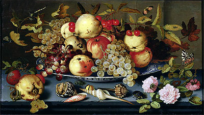 Still Life with Fruit, Flowers and Seafood, 1623 | Balthasar van der Ast | Painting Reproduction
