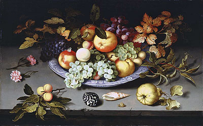 Still Life of Fruit on a Kraak Porcelain Dish, 1617 | van der Ast | Painting Reproduction