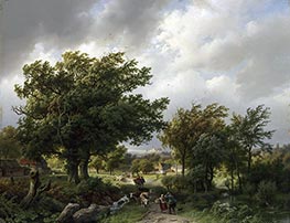 Straße zwischen Bäumen, 1854 von Barend Cornelius Koekkoek | Gemälde-Reproduktion