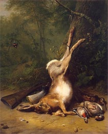 Stilleben mit Hasen, 1844 von Barend Cornelius Koekkoek | Gemälde-Reproduktion