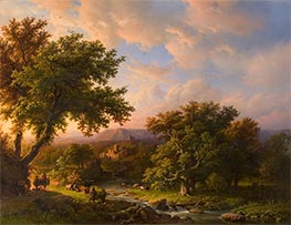 Landschaft mit Eichen und Ruinen, 1855 von Barend Cornelius Koekkoek | Gemälde-Reproduktion