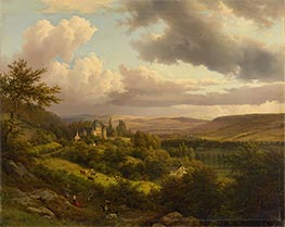 Luxemburgische Landschaft mit Blick auf Schloss Berg, 1846 von Barend Cornelius Koekkoek | Gemälde-Reproduktion