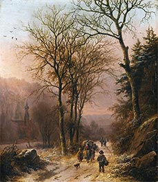 Figures on a Winter Road, 1849 by Barend Cornelius Koekkoek | Painting Reproduction