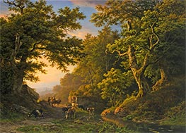Figuren in bewaldeten Landschaft | Barend Cornelius Koekkoek | Gemälde Reproduktion