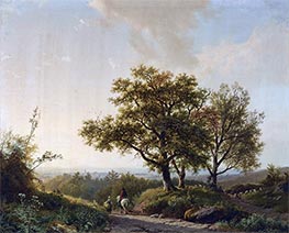 Reisende und ein Hirte in einer weiten Landschaft bei Nijmegen | Barend Cornelius Koekkoek | Gemälde Reproduktion