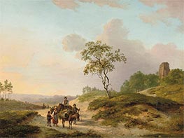 Landscape with Figures on a Roadway in the County of Gelderland, Undated by Barend Cornelius Koekkoek | Painting Reproduction