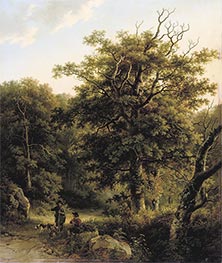 A Sportsman and Woodgatherers in the Forest, 1836 by Barend Cornelius Koekkoek | Painting Reproduction