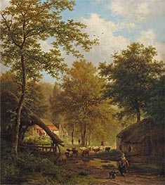 Bewaldete Landschaft mit Hirten, 1851 von Barend Cornelius Koekkoek | Gemälde-Reproduktion