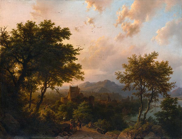 Sonnenuntergang am Rhein, 1853 | Barend Cornelius Koekkoek | Gemälde Reproduktion