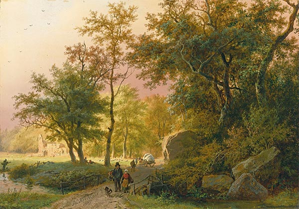 Travellers on a Road, 1849 | Barend Cornelius Koekkoek | Painting Reproduction