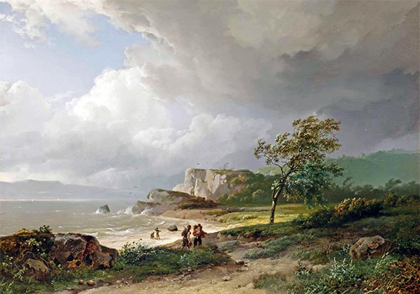 Ein luftiger Tag entlang der Küste, 1833 | Barend Cornelius Koekkoek | Gemälde Reproduktion