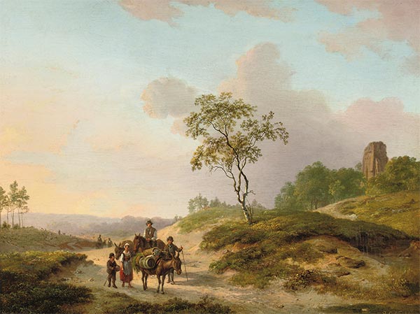 Landschaft mit Figuren auf einer Fahrbahn in der Grafschaft Gelderland, Undated | Barend Cornelius Koekkoek | Gemälde Reproduktion