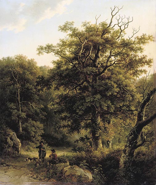 Ein Sportler und Holzsammler im Wald, 1836 | Barend Cornelius Koekkoek | Gemälde Reproduktion
