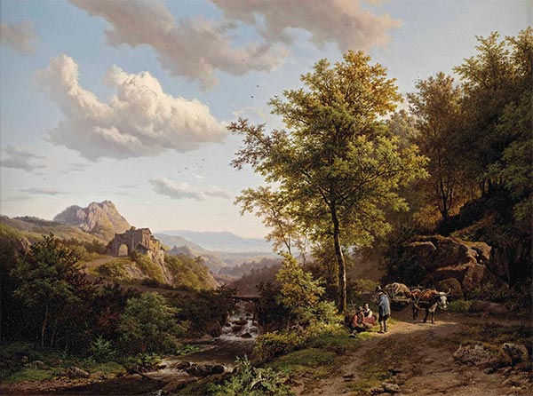 Eine Sommerlandschaft mit ruhenden Personen nahe einem Bach | Barend Cornelius Koekkoek | Gemälde Reproduktion