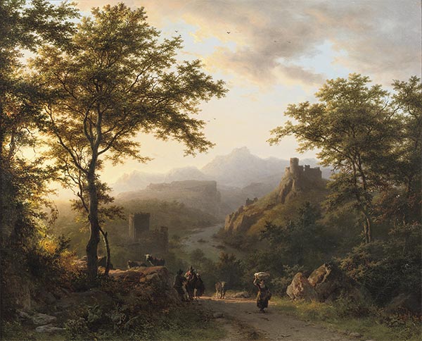 Panoramalandschaft in der Abenddämmerung, 1851 | Barend Cornelius Koekkoek | Gemälde Reproduktion