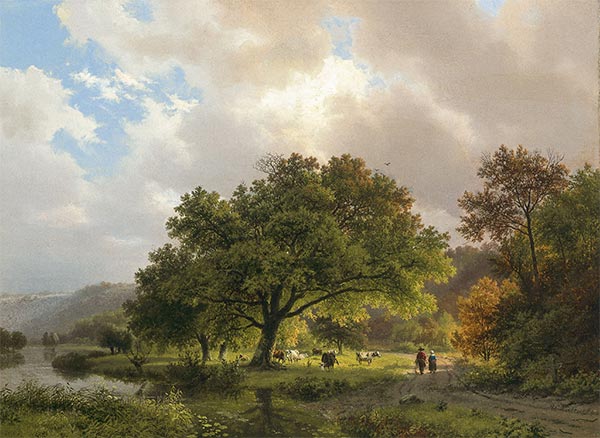 Eiche entlang eines kleinen Baches 'Het Meertje' bei Beek bei Nimwegen, 1840 | Barend Cornelius Koekkoek | Gemälde Reproduktion