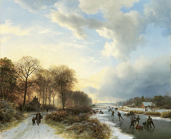 Skaters at Sunset, 1835 | Barend Cornelius Koekkoek | Painting Reproduction
